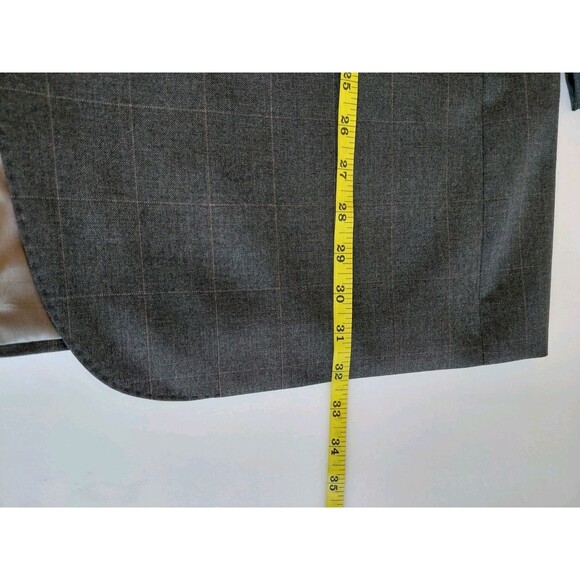 Joseph & Feiss Gray Cream Large Check Two-Button Blazer Size 46/41 100% Wool - Picture 7 of 7